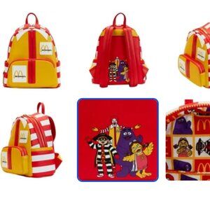 Loungefly McDonalds Ronald McDonald Double Strap Backpack Shoulder Bag
